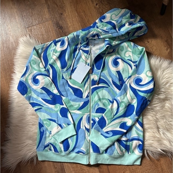 HILL HOUSE The Allie Zip Up In Ocean Kaleidoscope - Picture 5 of 6